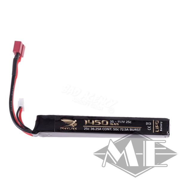LiPo 11,1V 1.450mAh 25C Stock Tube Type T-Stecker (Dean)
